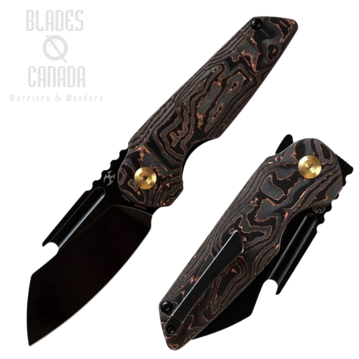 Kansept Rafe Flipper Folding Knife, CPM-S35VN Black, Carbon Fiber Copper, K2048A5