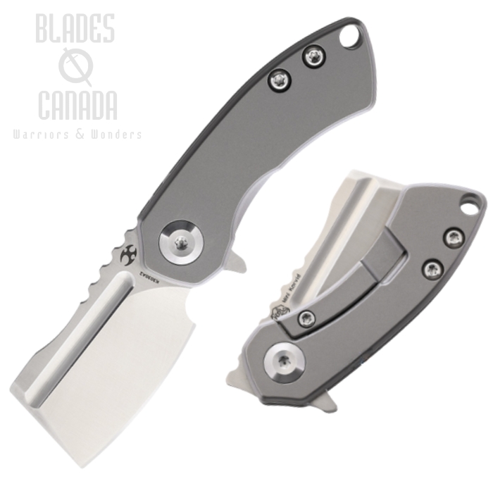 Kansept Mini Korvid Flipper Folding Knife, CPM S35VN Satin, Titanium Gray, K3030A2