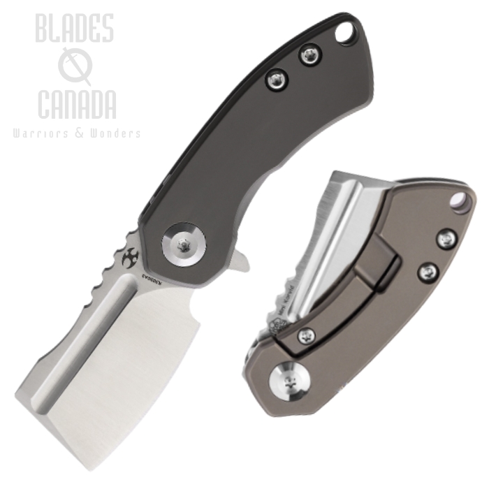 Kansept Mini Korvid Flipper Framelock Knife, CPM S35VN, Titanium Bronze, K3030A3