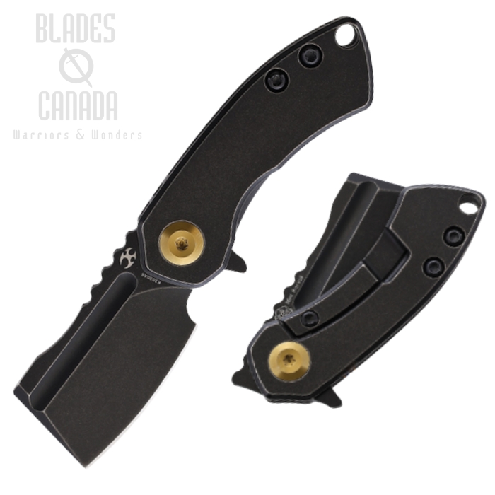 Kansept Mini Korvid Flipper Framelock Knife, CPM S35VN Black, Titanium Black, K3030A6