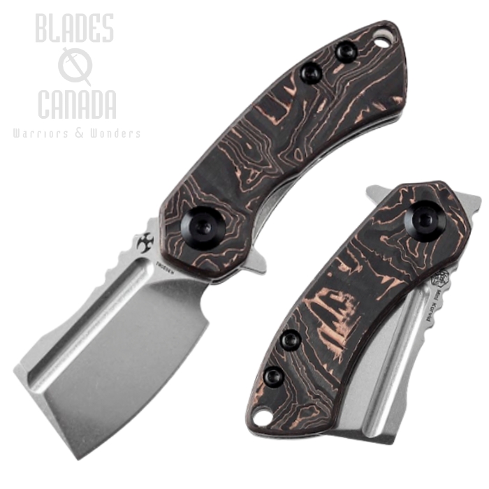 Kansept Mini Korvid Flipper Folding Knife, CPM S35VN SW, Copper/Carbon Fiber, K3030B1
