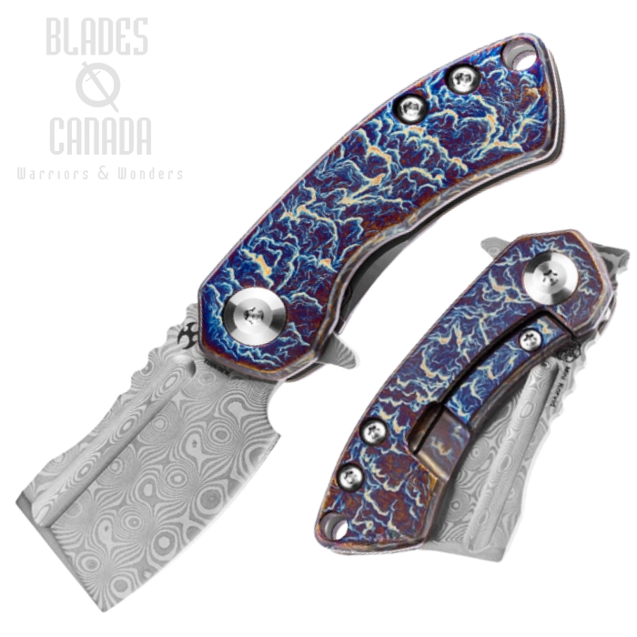 Kansept Mini Korvid Flipper Framelock Knife, Damascus, Titanium Lightning Strike, K3030D1 Kansept Mini Korvid Flipper Framelock Knife, Damascus, Titanium Lightning Strike, K3030D1