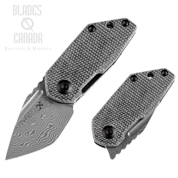 Kansept RIO Flipper Folding Knife, Damascus, Micarta Black, K3044D1 Kansept RIO Flipper Folding Knife, Damascus, Micarta Black, K3044D1