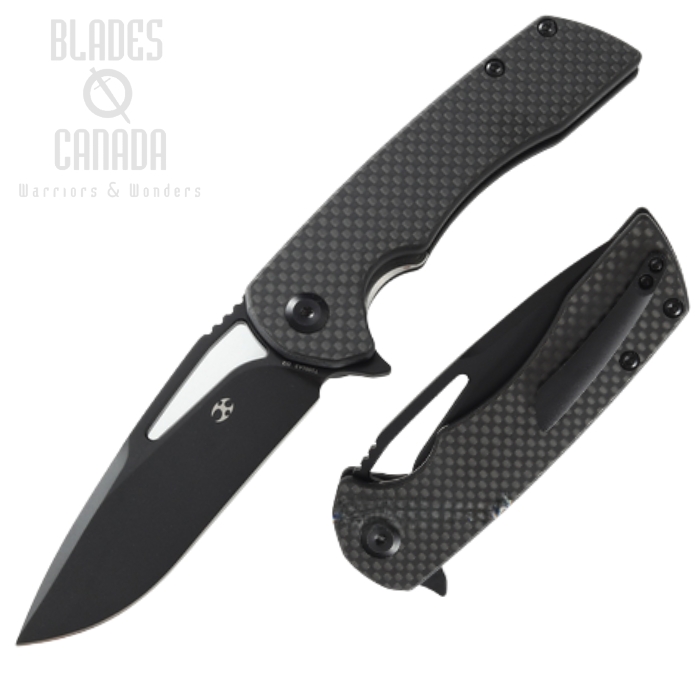 Kansept Kryo Flipper Folding Knife, D2 Steel, Carbon Fiber, T1001A3