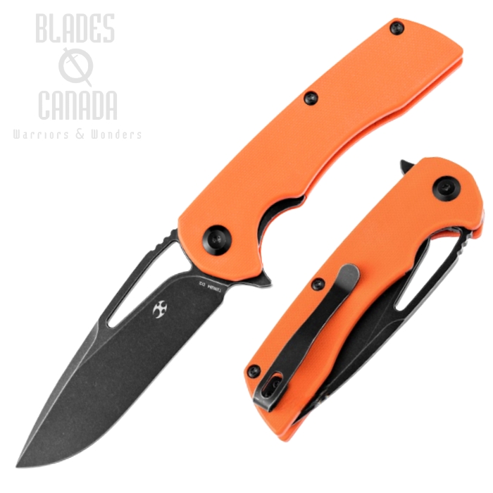 Kansept Kryo Flipper Folding Knife, D2 Black, G10 Orange, T1001B4 Kansept Kryo Flipper Folding Knife, D2 Black, G10 Orange, T1001B4