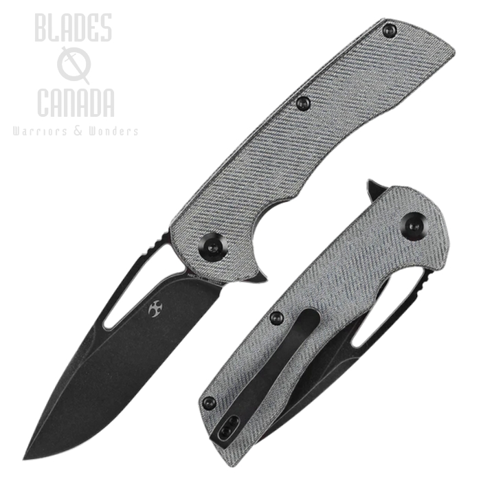 Kansept Kryo Flipper Folding Knife, 12C28N Black, Micarta Denim, T1001M1