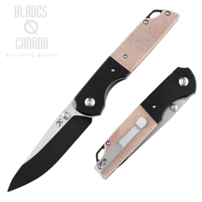 Kansept Warrior Folding Knife, D2 Two-Tone SW, Aluminum/Micarta Brown, T1005S5