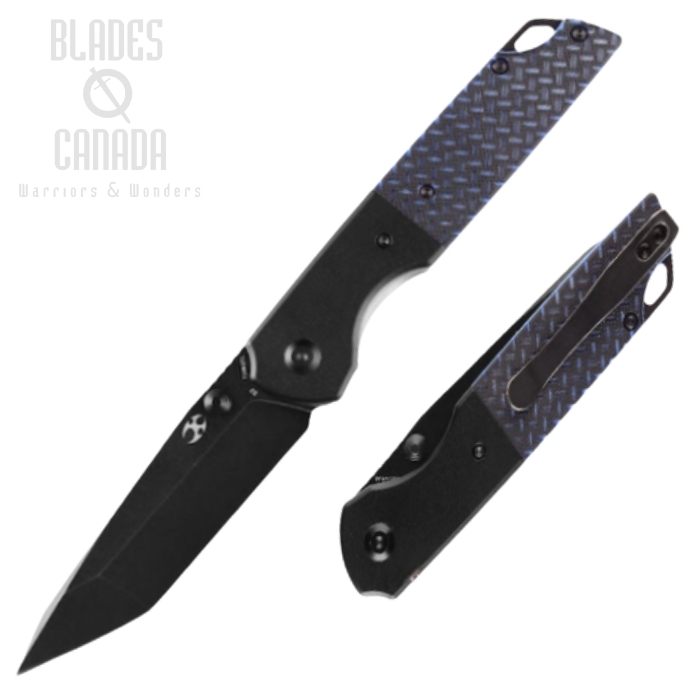 Kansept Warrior Folding Knife, D2 Tanto Black SW, G10 Black/Blue, T1005T1