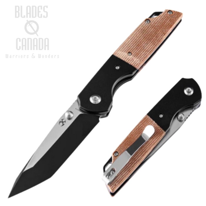 Kansept Warrior Folding Knife, D2 Two-Tone, Aluminum/Micarta Brown, T1005T5 Kansept Warrior Folding Knife, D2 Two-Tone, Aluminum/Micarta Brown, T1005T5
