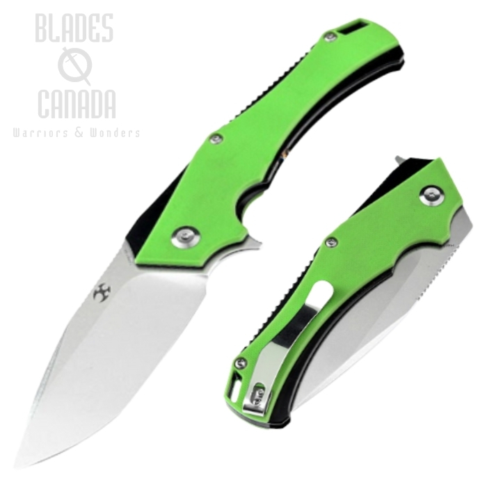 Kansept Hellx Flipper Folding Knife, D2 SW, G10 Green/Stainless Black, T1008A5