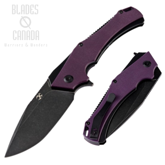 Kansept Hellx Flipper Folding Knife, D2 Black SW, G10 Purple/Stainless Black, T1008A6 Kansept Hellx Flipper Folding Knife, D2 Black SW, G10 Purple/Stainless Black, T1008A6