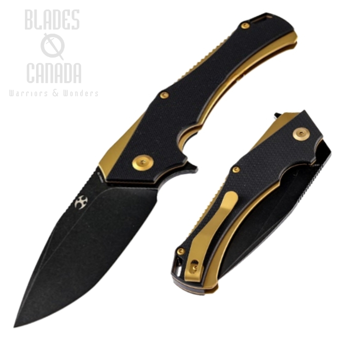 Kansept Hellx Flipper Folding Knife, D2 Black SW, G10 Black/Bronze Steel, T1008A7