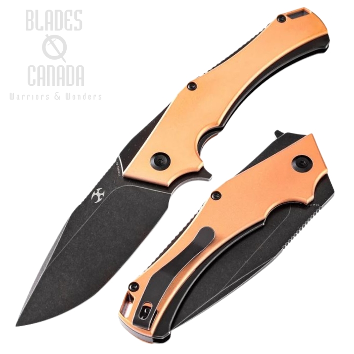 Kansept Hellx Flipper Folding Knife, D2 Steel, Copper Handle, T1008C1