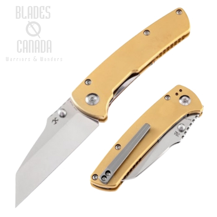 Kansept Main Street Folding Knife, 154CM, Brass Handle, T1015B6