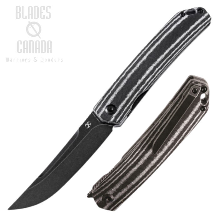 Kansept Hazakura Flipper Folding Knife, 154CM, Micarta Black/White, T1019C4