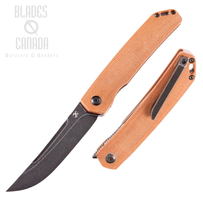 Kansept Hazakura Flipper Folding Knife, 154CM, Micarta Brown, T1019C5