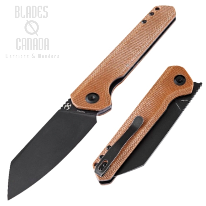 Kansept Bulldozer Flipper Folding Knife, D2 Black, Micarta Brown, T1028A1 Kansept Bulldozer Flipper Folding Knife, D2 Black, Micarta Brown, T1028A1