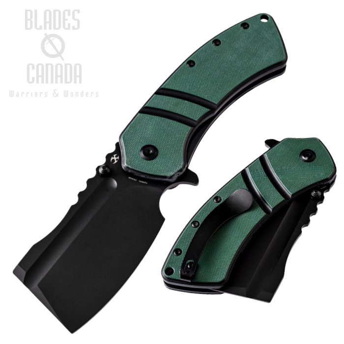 Kansept XL Korvid Flipper Folding Knife, 154CM Black, G10 Black/Green, T1030A1 Kansept XL Korvid Flipper Folding Knife, 154CM Black, G10 Black/Green, T1030A1