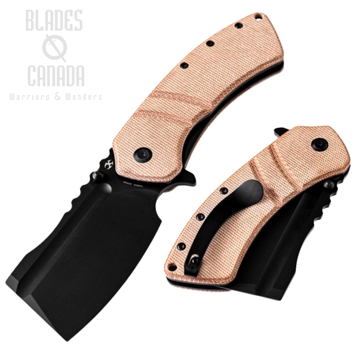 Kansept XL Korvid Flipper Folding Knife, 154CM Black, Micarta Brown, T1030A2 Kansept XL Korvid Flipper Folding Knife, 154CM Black, Micarta Brown, T1030A2