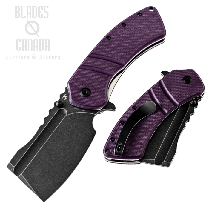 Kansept XL Korvid Flipper Folding Knife, 154CM Black, G10 Purple, T1030A4 Kansept XL Korvid Flipper Folding Knife, 154CM Black, G10 Purple, T1030A4