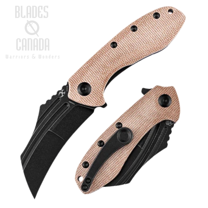 Kansept KTC3 Flipper Folding Knife, 154CM Black, Micarta Brown, T1031B2 Kansept KTC3 Flipper Folding Knife, 154CM Black, Micarta Brown, T1031B2