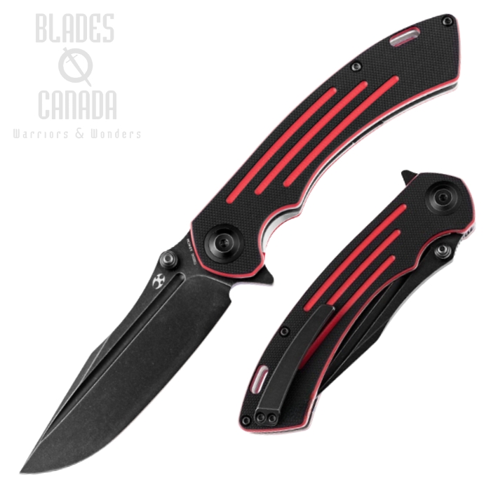 Kansept Pretatout Flipper Folding Knife, 154CM Black, G10 Black/Red, T1032A1