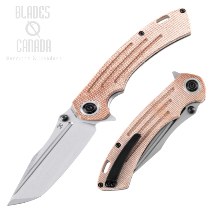 Kansept Pretatout Flipper Folding Knife, 154CM SW Tanto, Micarta Brown, T1032T1 Kansept Pretatout Flipper Folding Knife, 154CM SW Tanto, Micarta Brown, T1032T1