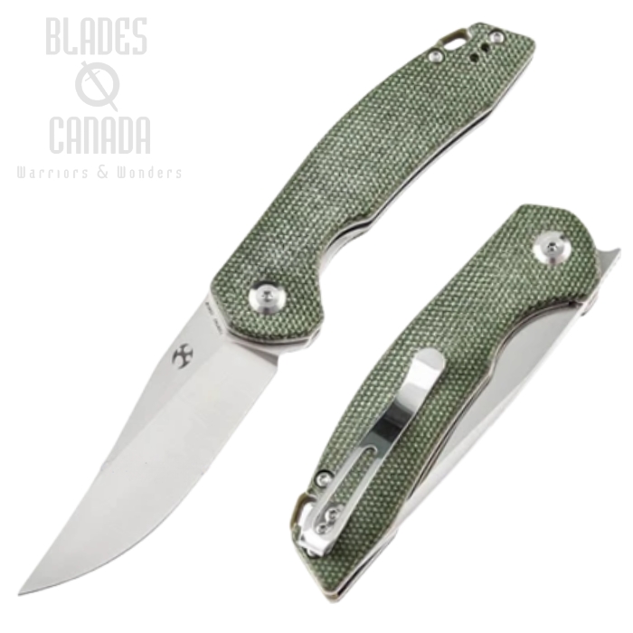 Kansept Mini Accipiter Flipper Folding Knife, 154CM, Micarta Green, T2007A2 Kansept Mini Accipiter Flipper Folding Knife, 154CM, Micarta Green, T2007A2