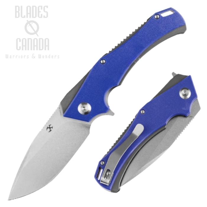 Kansept Mini Hellx Flipper Folding Knife, D2 SW, G10 Blue, T2008A3