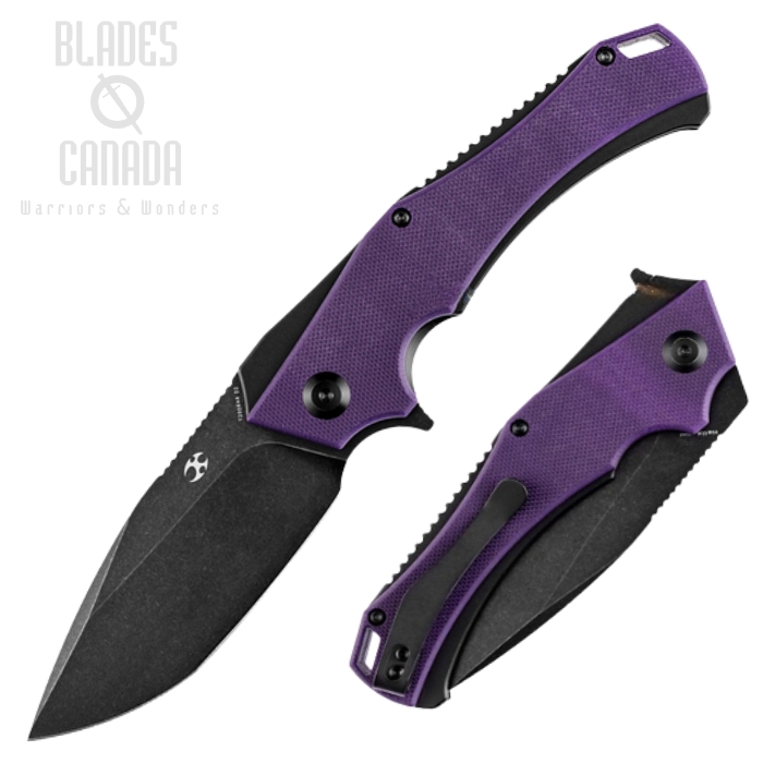 Kansept Mini Hellx Flipper Folding Knife, D2 Black, G10 Purple, T2008A6 Kansept Mini Hellx Flipper Folding Knife, D2 Black, G10 Purple, T2008A6