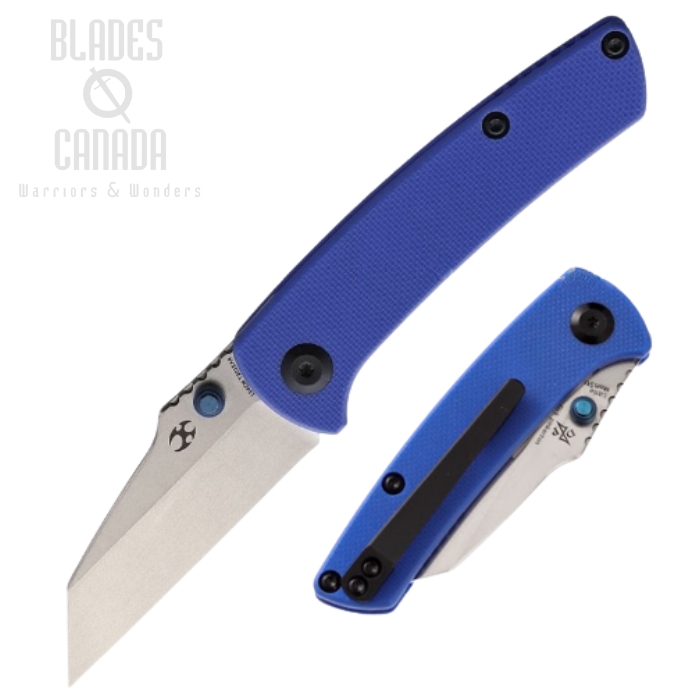 Kansept Little Main Street Folding Knife, Stonewash 154CM, G10 Blue, T2015A4