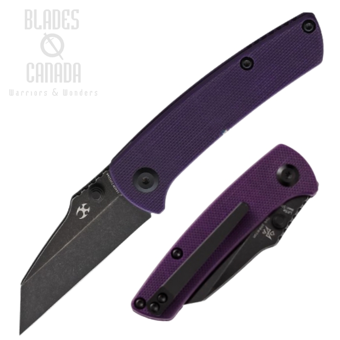 Kansept Little Main Street Folding Knife, Tumbled Black 154CM, G10 Purple, T2015A6