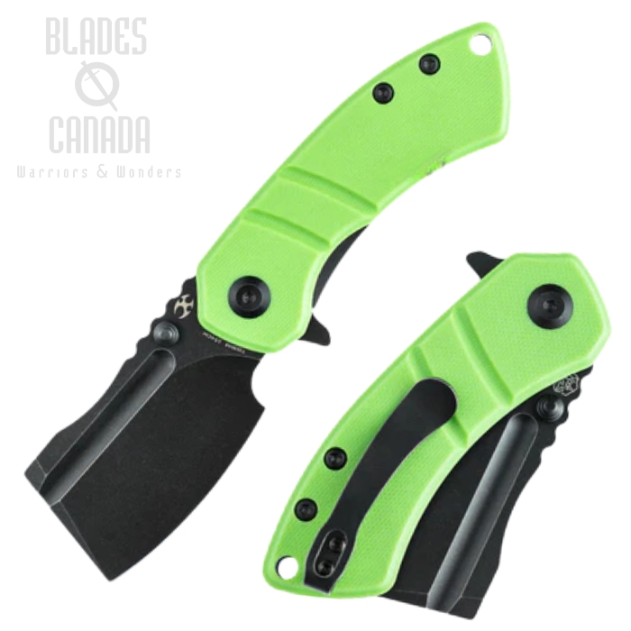 Kansept Korvid M Flipper Folding Knife, 154CM Black, G10 Green, T2030A8