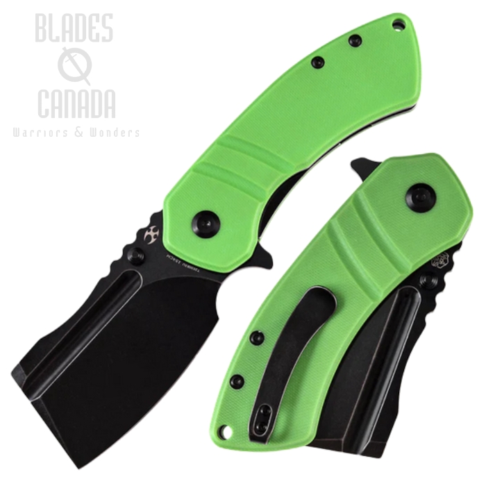 Kansept M+ Korvid Flipper Folding Knife, 154CM Black, G10 Grass Green, T2030B3U