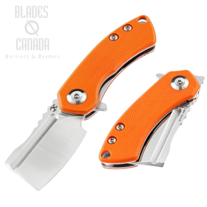 Kansept Mini Korvid Flipper Folding Knife, 154CM Satin, G10 Orange, T3030A6