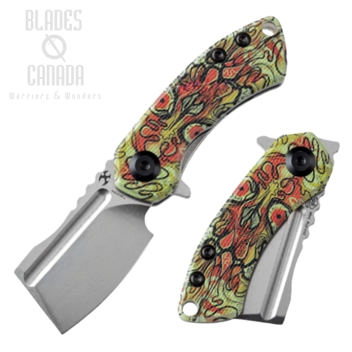 Kansept Mini Korvid Flipper Folding Knife, 154CM SW, G10 Undead Yellow, T3030B4