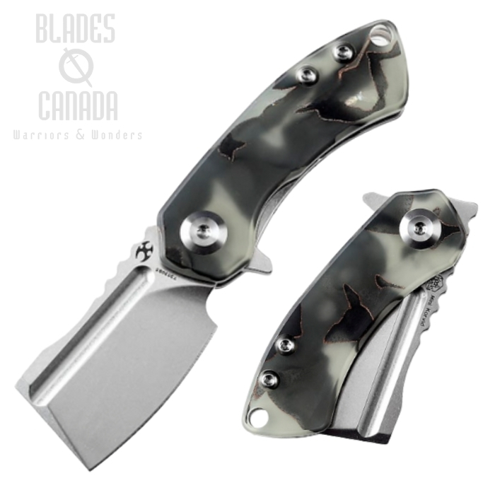 Kansept Mini Korvid Flipper Folding Knife, 154CM SW, Luminous Resin, T3030B5