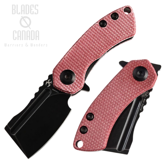 Kansept Mini Korvid Flipper Folding Knife, 154CM Black, Micarta Red, T3030M2