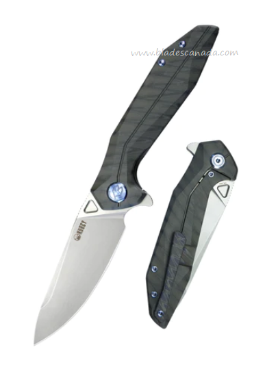 Kubey Nova Flipper Framelock Knife, 14C28N, Titanium Black Flame, KB235G