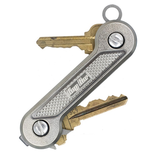 KeyBar Titanium Crosshatch Chrome with Satin Clip