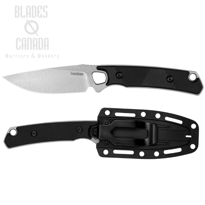 Kershaw Steppe Fixed Knife, D2, Polypropylene Black, Molded Sheath, 2048