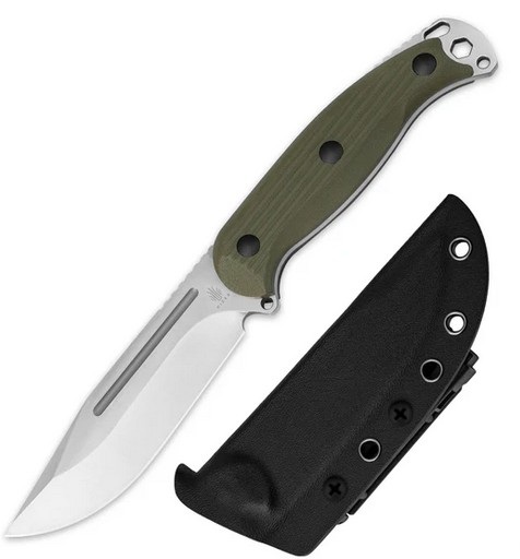 Kizer Ursa Major Fixed Blade Knife, AEB-L Satin, G10 OD Green Textured, Kydex Sheath, KI1082A2