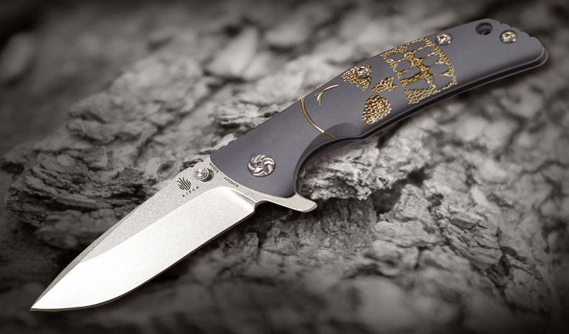 Kizer Activ Bantam Flipper Framelock Knife, S35VN, Titanium Skull Design, 3404A4