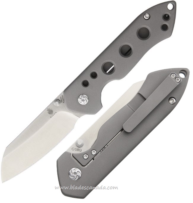 Kizer Guru Cutout Framelock Folding Knife, S35VN, Titanium, 3504A1