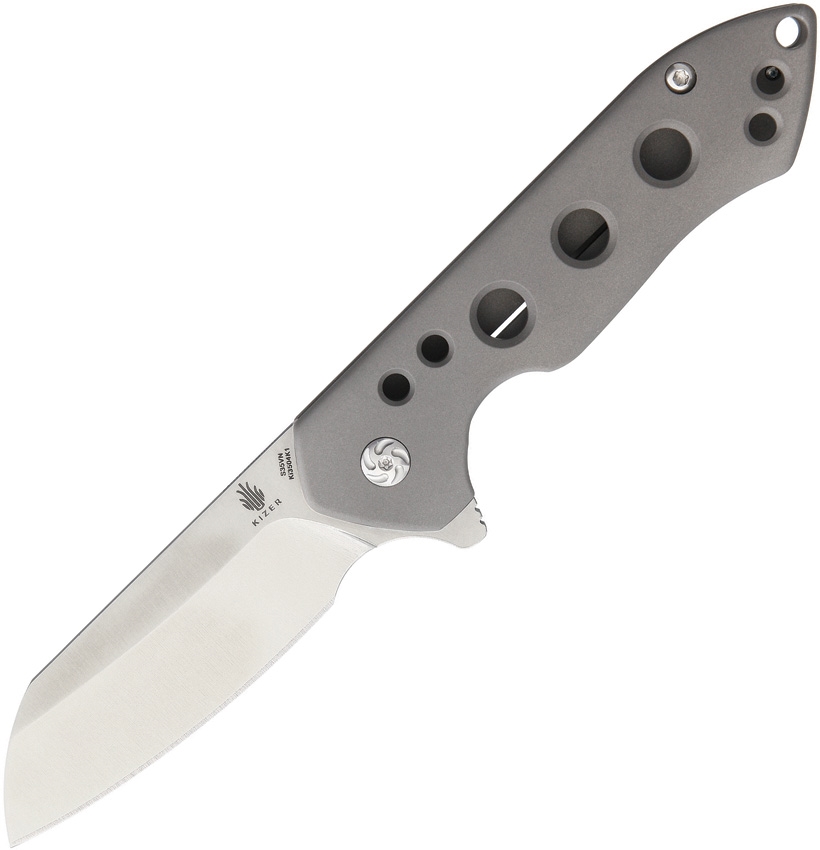 Kizer Guru Cutout Flipper Framelock Knife, S35VN, Titanium, 3504K1 - Click Image to Close