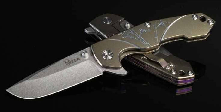 Kizer 4426 Flipper Framelock Knife, CPM S35VN Drop point, Titanium - Click Image to Close