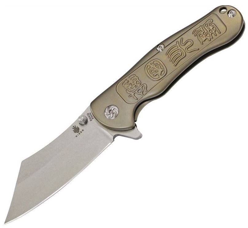 Kizer Zugang Flipper Framelock Knife, S35VN, Titanium Grey, 4439