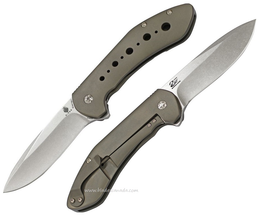 Kizer Kala Framelock Folding Knife, S35VN Stonewash, Titanium, 4479
