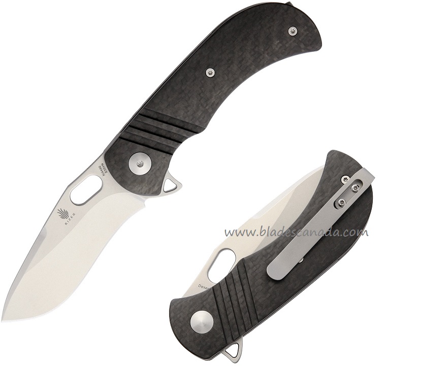 Kizer Desert Dog Flipper Folding Knife, S35VN, Carbon Fiber, 4496