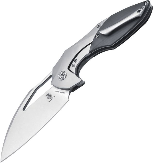 Kizer Megatherium Left Handed Framelock Folding Knife, S35VN, Titanium/CF, 4502L